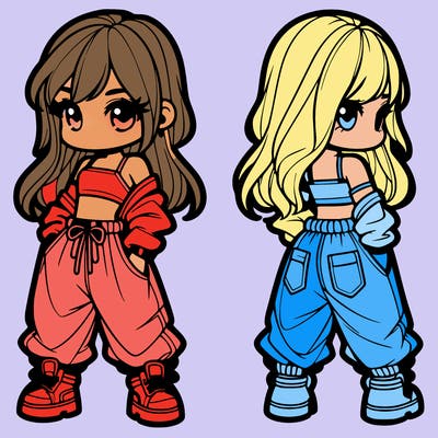 girl in crop top and baggy pants