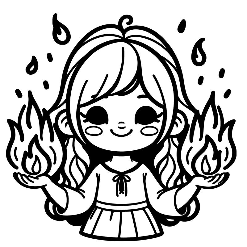 girl with fire in her hands