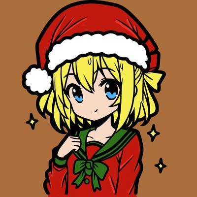 anime girl wearing a santa hat