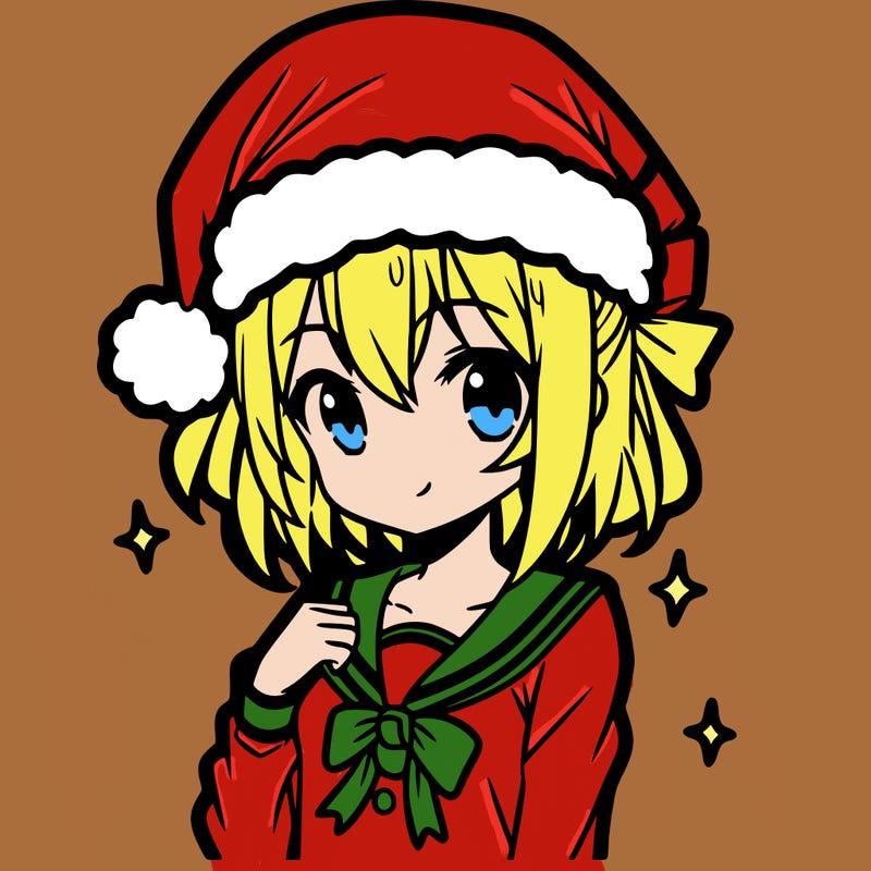 anime girl wearing a santa hat