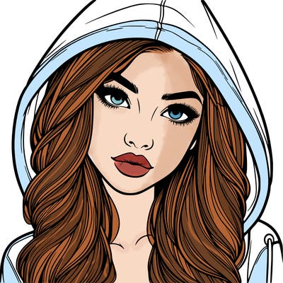realistic beautiful girl with a hood on