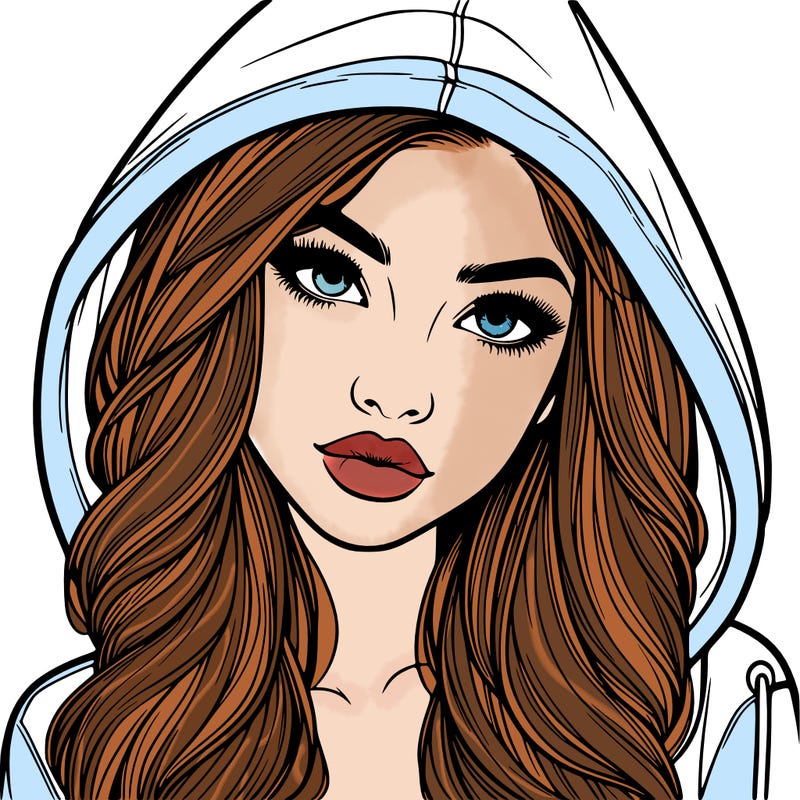 realistic beautiful girl with a hood on