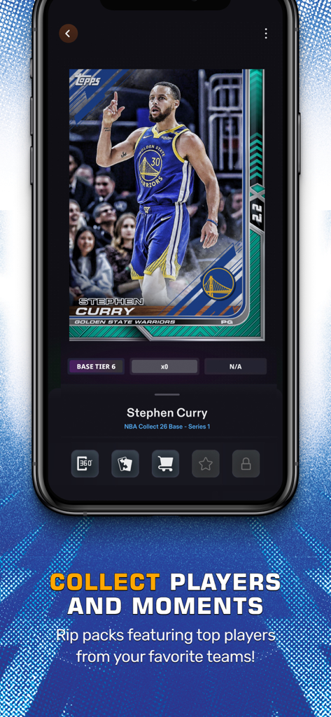 NBA Collect by Topps® - NBA Collect by Toppsアプリインターフェースの、デジタル版ステフィン・カリーのトレーディングカード。
