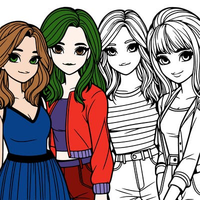 a group of girls realistic