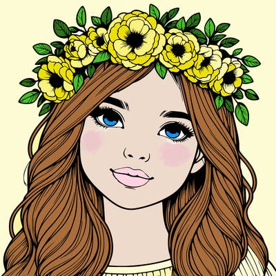 realistic girl with flower crown