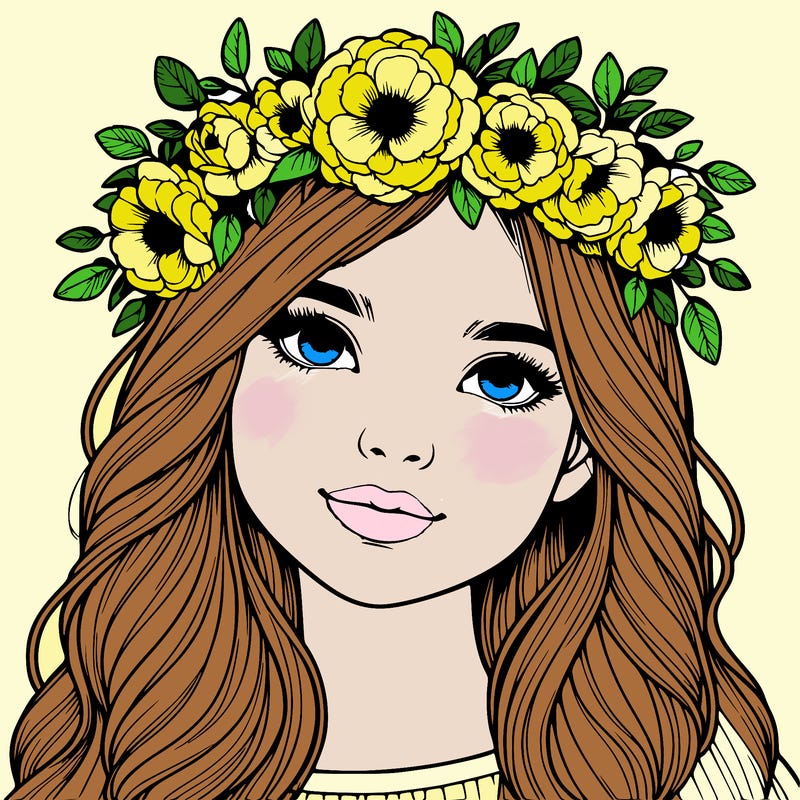 realistic girl with flower crown