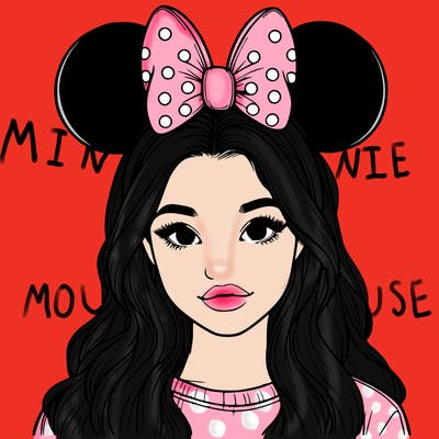 aesthetic realistic girl wearing mickey mouse ears
