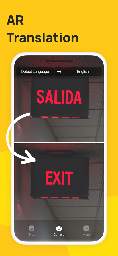AR-Übersetzungsfunktion, die ein spanisches Schild ins Englische übersetzt