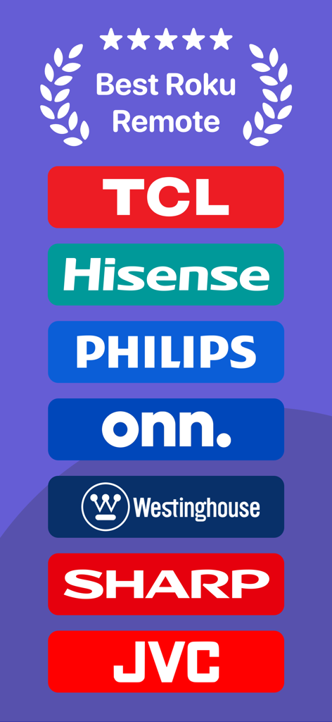 La aplicación Roku Remote Universal Control es compatible con las principales marcas de TV como TCL Hisense Philips Onn Westinghouse Sharp y JVC