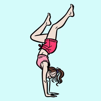 woman doing a hand stand