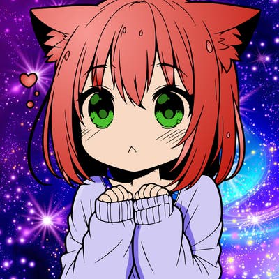 shy anime catgirl