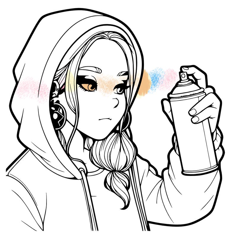 a realistic girl, spray painting