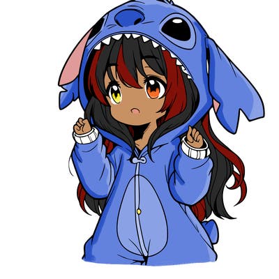 anime girl in a stitch onsie