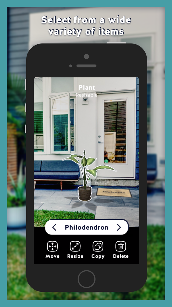 Housecraft - Augmented reality view of a 3D plant model placed in an outdoor space using the Housecraft app