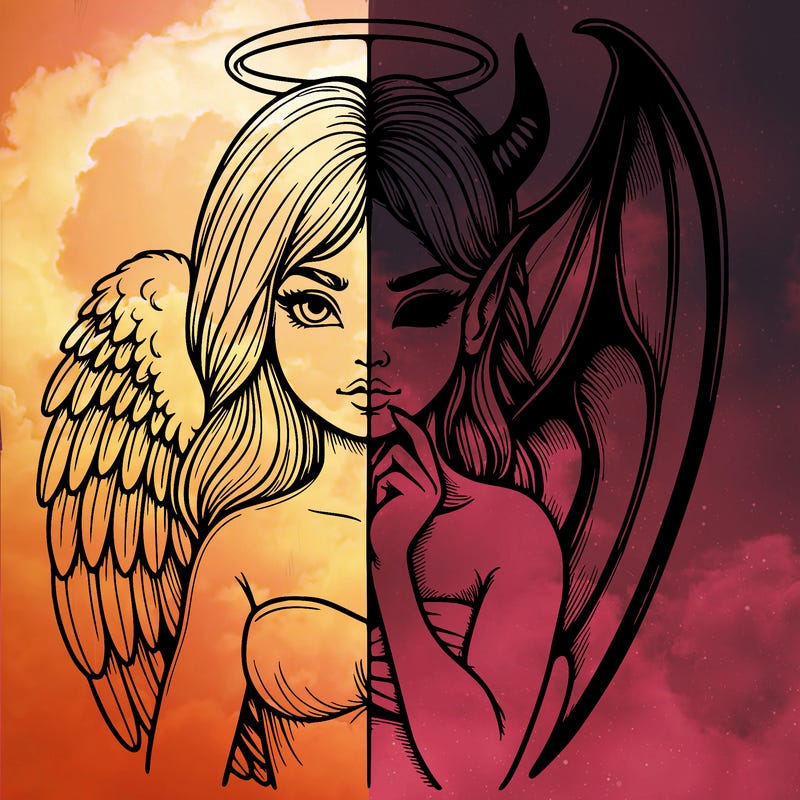 realistic angel half demon