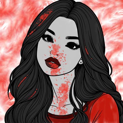 realistic girl with hair on her hair and lips