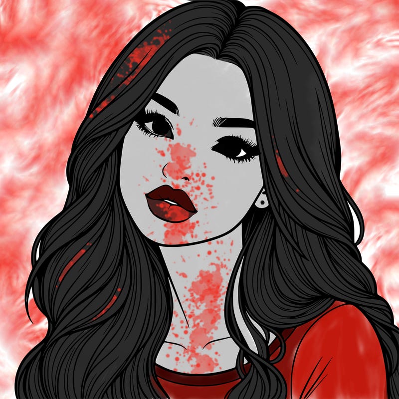 realistic girl with hair on her hair and lips