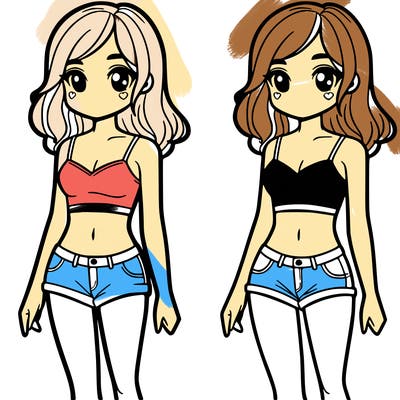 a girl in a crop top and short shorts