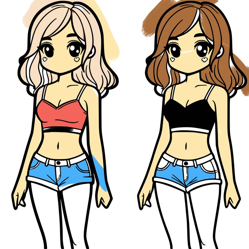 a girl in a crop top and short shorts