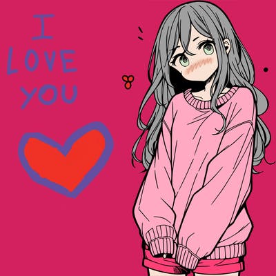 manga teen girl  in a sweater and baggy pants