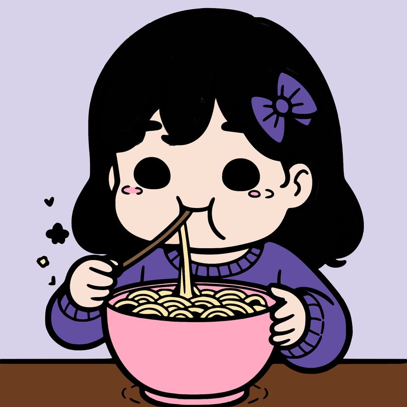 a girl doing a large mukbang