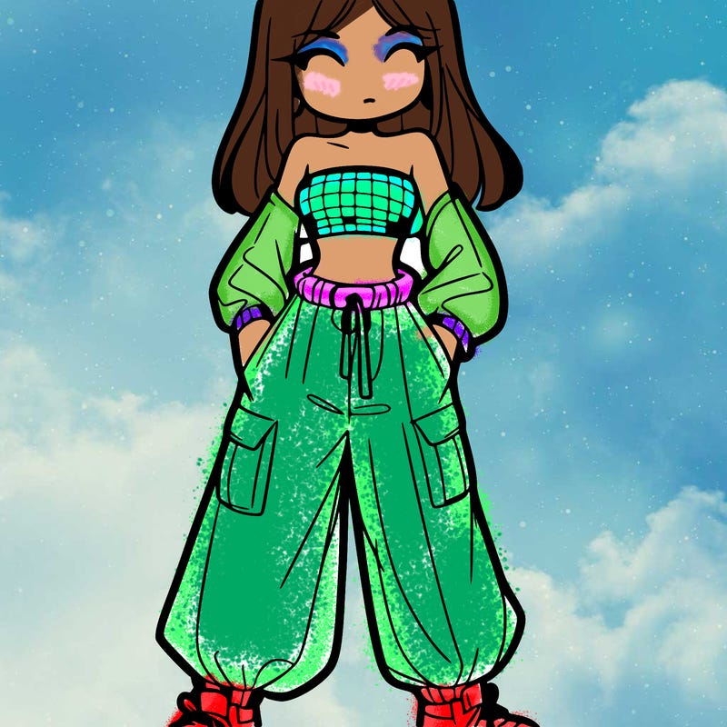 girl with crop top and baggy pants