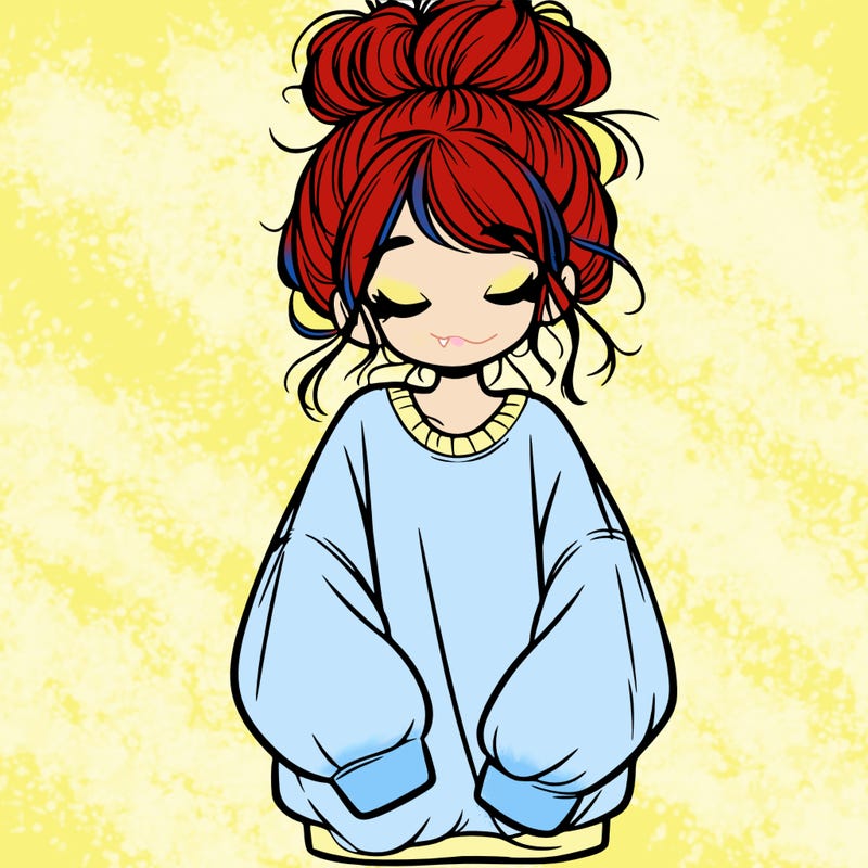 girl with baggy sweatshirt and messy bun