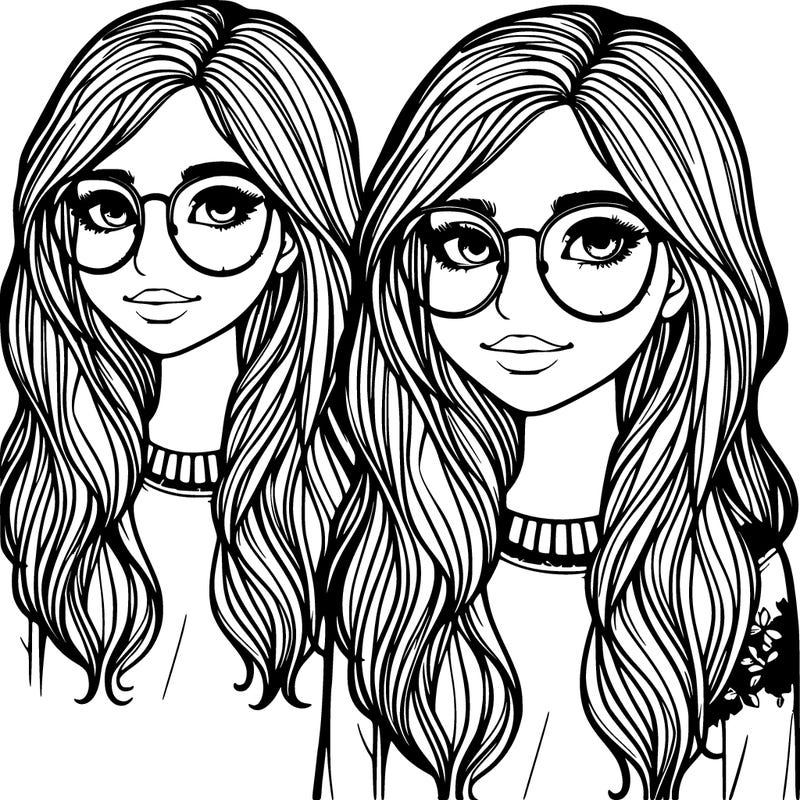 girl with long hair and freckles and glasses realistic