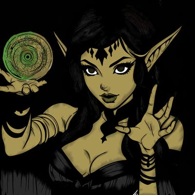 realistic scary beautiful elf sorceress casting spell