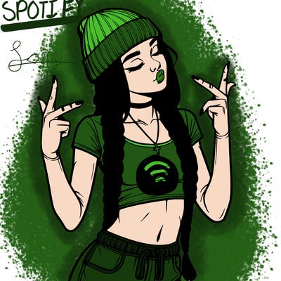 realistic teenage girl with braids and a beanie and crop top doing 🫶🏼