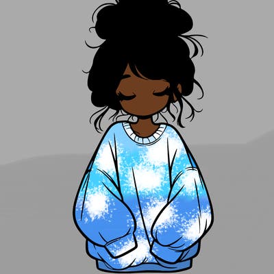 girl with baggy sweatshirt and messy bun