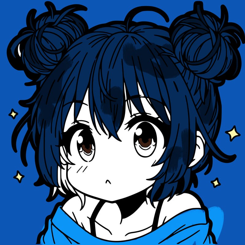a manga girl with messy small buns