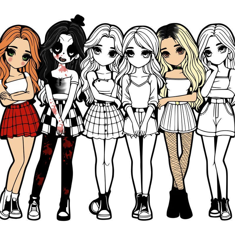 a group of girls realistic