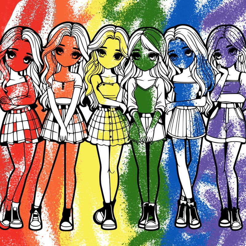 a group of girls realistic