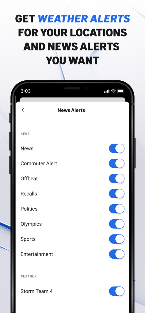 Alertas de noticias y clima personalizables en la aplicación NBC4 Washington