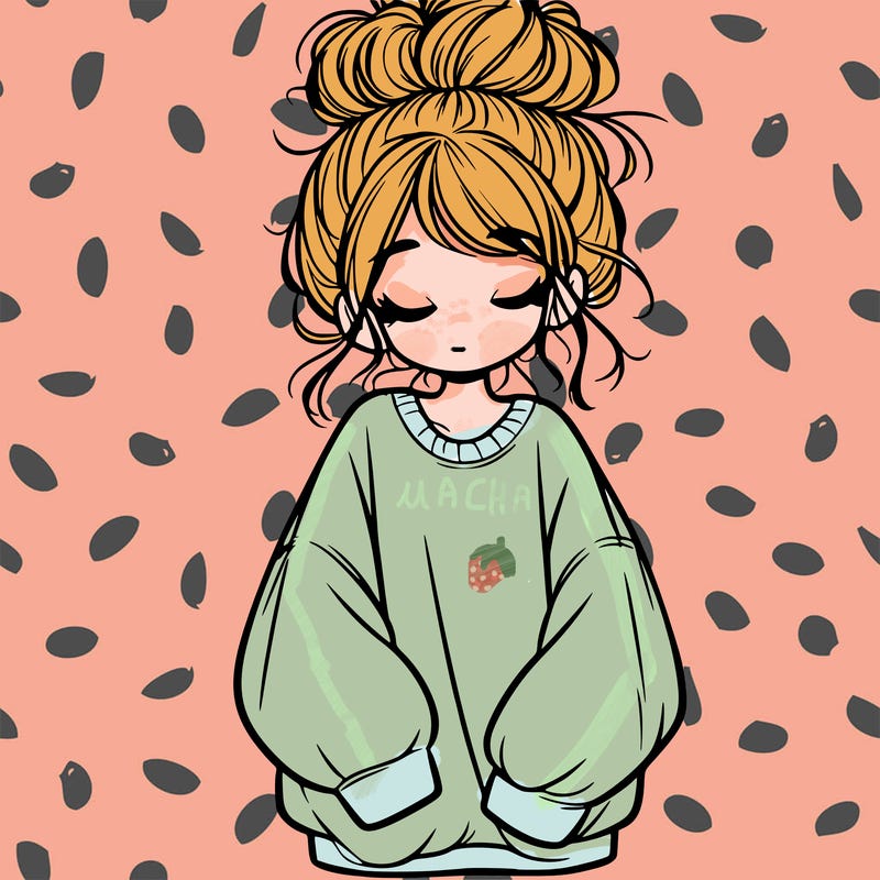 girl with baggy sweatshirt and messy bun