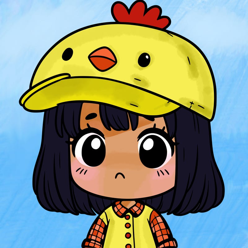 cute girl with chicken hat