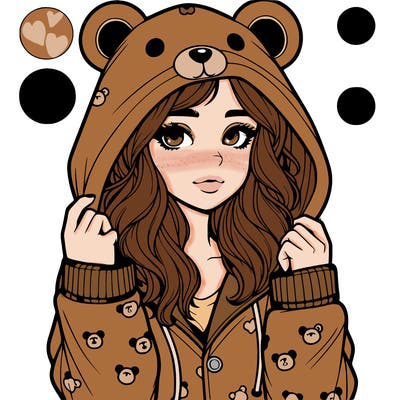 realistic girl in a animal pjs hoodie