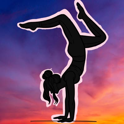 a woman doing a handstand