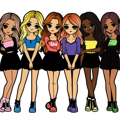 a group of girls realistic