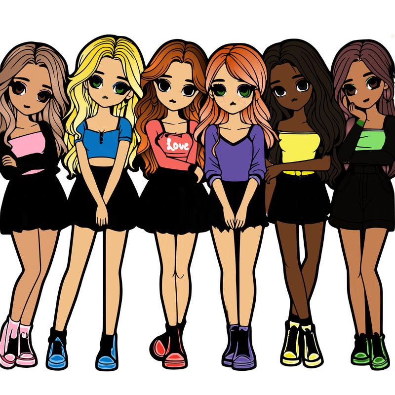 a group of girls realistic