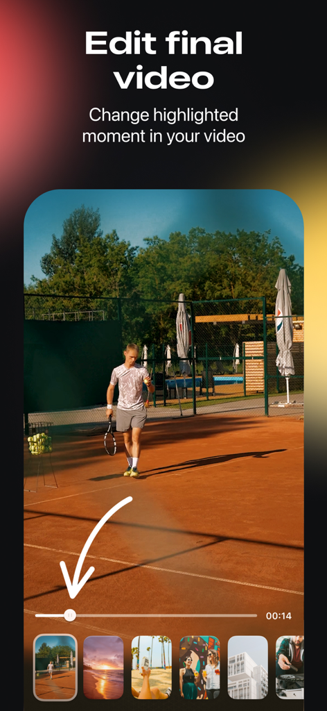 Reels Templates & Maker: CutLy - CutLy mobile app screen showing options to edit a final video and change highlighted moments