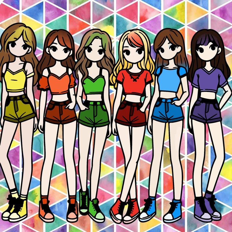 a group of girls wearing crop tops and shorts