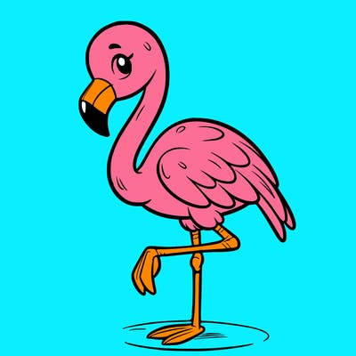 a simple flamingo standing on one leg