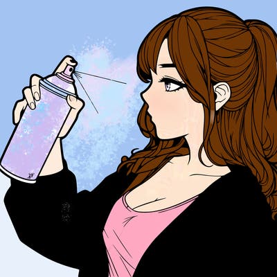 a realistic girl spray, painting