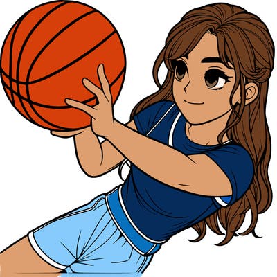 realistic girl playing basketball