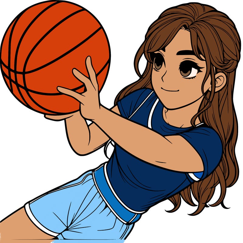 realistic girl playing basketball