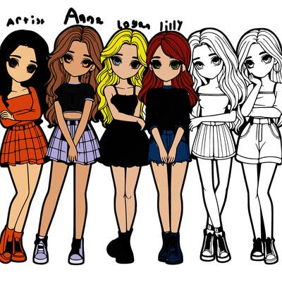 a group of girls realistic