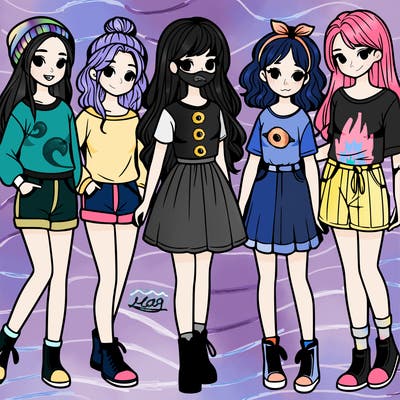 a group of five girls