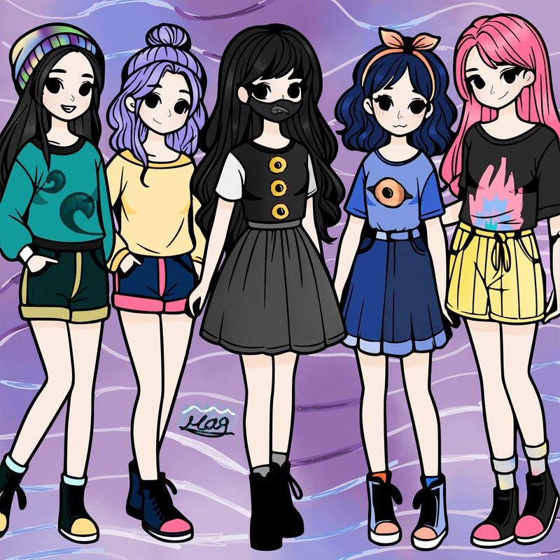 a group of five girls